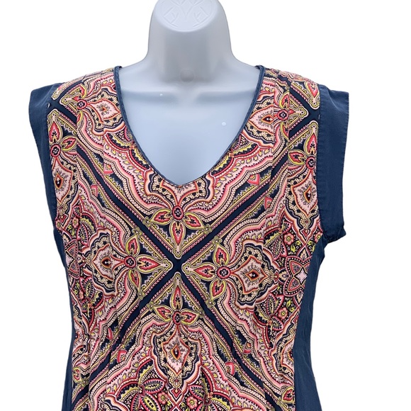 KOOKAI Blue Floral Silk Drop Shoulder V Neck Sheath Dress 42 / US 10‎ - Picture 4 of 12